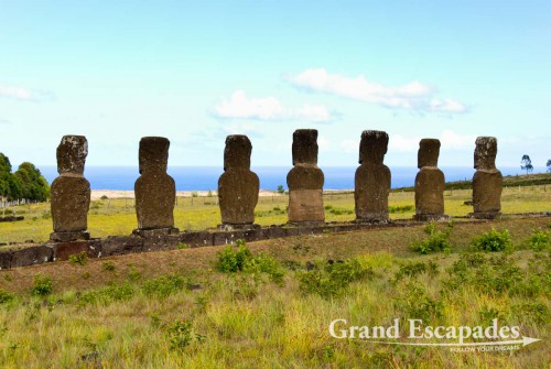 Ahu Akivi is special because its 7 Moai are the only ones that face the sea, Rapa Nui or Easter Island, Pacific